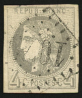 4c BORDEAUX  GRIS FONCE (n°41Bd) Oblitéré. Cote 650€. Signé SCHELLER. TTB. - 1870 Emisión De Bordeaux
