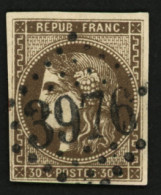 30c BORDEAUX (n°47) Obl. GC 3976. Nuance Soutenue. Signé SCHELLER. TTB. - 1870 Ausgabe Bordeaux