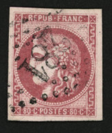 80c BORDEAUX (n°49) TTB Margé Obl. GC. Signé SCHELLER. Superbe. - 1870 Uitgave Van Bordeaux