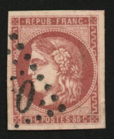 80c BORDEAUX Nuance GROSEILLE (n°49d) TTB Margé Obl. GC. Cote 1320€. Signé SCHELLER. Superbe. - 1870 Emisión De Bordeaux