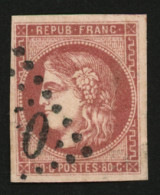 80c BORDEAUX Nuance GROSEILLE (n°49d) TTB Margé Obl. GC. Cote 1320€. Signé SCHELLER. Superbe. - 1870 Emissione Di Bordeaux