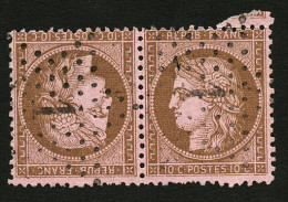 Superbe Paire TÊTE-BECHE Du 10c CERES (n°58c) Obl. Etoile 1 De PARIS. Qqles Dents Courtes. Trés Frais. Cote 2750€. Signé - 1871-1875 Ceres