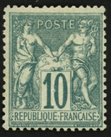 10c Sage Vert (n°65) Neuf *. Infime Rousseur. Cote 1200€. Signé SCHELLER. TTB. - 1876-1898 Sage (Type II)