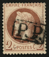 2c Lauré (n°26) Obl. P.P Encadré. Rare Sur 2c. Signé SCHELLER. TB. - 1849-1876: Periodo Clásico