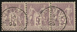 5F SAGE Utilisé à MADAGASCAR : Rare Bande De 3 Du 5F SAGE Obl. TAMATAVE MADAGASCAR. Léger Pelurage Sur 1 Timbre. GRANDE  - 1849-1876: Période Classique