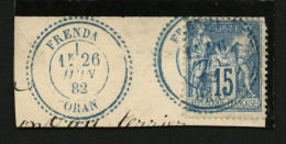 ALGERIE : 15c Sage Obl. Cachet FRENDA ORAN En Bleu Sur Fragment. Superbe. - 1849-1876: Période Classique