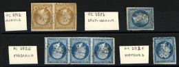 ALGERIE - PETITS CHIFFRES : PC 3711 Paire N°13, PC 3723 N°14, PC 3726 Bande De 3 N°14, PC 3731 N°14. TB. - 1849-1876: Classic Period