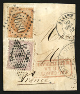 ALEXANDRIE : FRANCE 40c (n°23) Obl. GC 5080 + EGYPTE 1P Obl. RETTA Sur Fragment. Affrt Mixte Rare. TTB. - 1849-1876: Classic Period