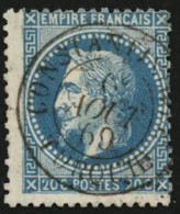 CONSTANTINOPLE : 20c (n°29) Obl. Cachet à Date CONSTANTINOPLE TURQUIE. Rare Sur Timbre. TTB. - 1849-1876: Periodo Classico