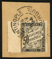 CONSTANTINOPLE :   50c Taxe Noir (n°20) Obl. CONSTANTINOPLE TURQUIE Sur Fragment. Utilisation Trés Rare De Timbre (cote  - 1849-1876: Periodo Classico