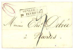 NORD : 1828 Cachet D' Essai DUNKERQUE 20 FEVRIER Sur Lettre Avec Texte. Indice 25 = 1500€. TTB. - 1801-1848: Vorläufer XIX