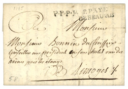 OISE : 1785 P.PAYE / DE BEAUVAIS (Lenain 20) Sur Lettre Avec Texte. Indice 21. Superbe. - 1701-1800: Vorläufer XVIII