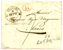 "CERNAY Via LA CHAPELLE" : 1830 Cursive 66 LA CHAPELLE + T.12 BELFORT Sur Lettre Avec Texte Daté CERNAY Pour PARIS. Trés - 1801-1848: Precursori XIX