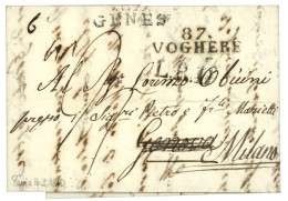 1810 87 VOGHERA + 87 GENES Sur Lettre Avec Texte Daté "PAVIA" Pour GENOVA Redirigée à MILAN. TB. - 1792-1815: Dipartimenti Conquistati