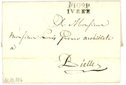 1816 P.109.P IVREE Sur Lettre Avec Texte. Rare. Superbe. - 1792-1815: Départements Conquis