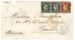 1853 1F CERES (n°6) Pd + Paire 25c (n°4) TTB Margée Obl. Rouleau De GROS POINTS + Cachet POINTE A PITRE GUADELOUPE Sur L - 1849-1850 Ceres