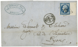 1863 20c Type II (n°14B) TB Margé Avec Grand Bord De Feuille Obl. GC 85 + T.15 AMIENS. Lettre LUXE. - 1853-1860 Napoléon III.