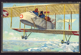 1918 Mit Feldpost Gelaufene AK: Militärflugzeug. Doppeldecker - Cartas & Documentos