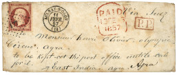 1857 80c (n°17) Obl. PC 177 + T.15 AULNAY-S-ODON Sur Lettre (rousseur) Pour AGRA (INDIA). TB. - 1853-1860 Napoléon III
