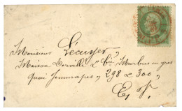 1869 5c (n°20) Obl. IMPRIMES PARIS P.P.5 En Rouge Sur Petite Enveloppe Locale. TTB. - 1863-1870 Napoléon III Lauré