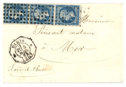 1864 Bande De 3 Du 20c (n°22) Obl. GROS POINTS + LEVEE EXCEPTIONNELLE PARIS (60)/2e Sur Lettre. TTB. - 1863-1870 Napoléon III Lauré