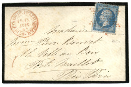 PALAIS DE FONTAINEBLEAU : 1864 20c (n°22) Obl. Etoile ROUGE + BUREAU DU PALAIS DE FONTAINEBLEAU Sur Petite Enveloppe Pou - 1863-1870 Napoleon III With Laurels