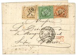 1872 3 émissions 40c Lauré + 5c Empire + 15c CERES Sur Lettre De MARSEILLE Pour GENEVE (SUISSE). TB. - 1863-1870 Napoléon III. Laure