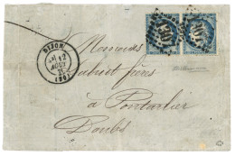 1871 Paire Tête-Bêche Du 20c SIEGE (n°37c) Obl. GC 1307 + T.17 DIJON Sur Lettre. Cote 8000€. Signé DILLEMANN + ROUMET. T - 1870 Asedio De Paris