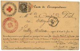 CROIX ROUGE : 1870  30c Obl. GC 2145 Sur CARTE (pd) COMITE DE SECOURS POUR LES BLESSES MILITAIRES LYON Pour BALE (SUISSE - Krieg 1870