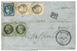 1871 20c BORDEAUX (n°46) + 1c (n°25)x2+ 4c (n°27)x2 Obl. GC 4955 + T.24 MURVIEL Sur Lettre (légère Rousseur). Affrt Trés - 1870 Ausgabe Bordeaux