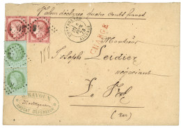 ALGERIE : 1873 CERES Paire 5c + Paire Du 80c Obl. GC 5051 + MOSTAGANEM ALGERIE + CHARGE + "VD = 400F" Sur Enveloppe Pour - 1871-1875 Cérès