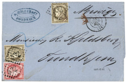 1875 CERES 30c (x2) + 80c Obl. GC 532 Sur Lettre (double Port) De BORDEAUX Pour TRONDHEIM (NORVEGE). TTB. - 1871-1875 Ceres