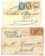 2 Lettres :1872 40c (x2) GC 5095 Lettre SALONIQUE Et 1875 CERES 15c + 25c +30c  Lettre BOURG EN BRESSE. TB. - 1871-1875 Cérès