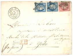 1872 80c Lauré (n°32) + Paire 25c CERES (n°60) Variété Cadre Supérieur Brisé Obl. ETOILE Sur Lettre De PARIS Pour YEDO ( - 1871-1875 Ceres