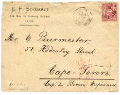 Tarif PRE-U.P.U Pour Le CAPE DE BONNE ESPERANCE : 1882 75c SAGE Obl. PARIS Sur Enveloppe Pour CAPE-TOWN (CAP DE BONNE ES - 1876-1898 Sage (Type II)