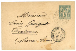 Tarif IMPRIME Pour SIERRA-LEONE : 1893 Entier-postal 5c Obl. VALENCIENNES Pour FREETOWN SIERRA-LEONE Avec Arrivée Au Rec - 1876-1898 Sage (Tipo II)