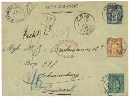 1898 Entier 15c + 5c + 30c Obl. ST DIE En RECOMMANDE Pour JOHANNESBURG (AFRIQUE DU SUD). TTB. - 1876-1898 Sage (Type II)