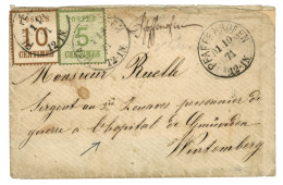 ALSACE LORRAINE : 1871 5c + 10c Obl. PFAFFENHOFEN Sur Enveloppe (pd) Pour Un PRISONNIER DE GUERRE Français à L' HOPITAL  - Other & Unclassified