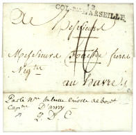 1792 Trés Rare Cachet D' Entrée Maritime 12 COL-PAR-MARSEILLE Sur Lettre Avec Texte Daté "LEOGANE" Pour LE HAVRE. Superb - Schiffspost