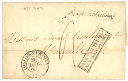 1838 PAYS D' OUTREMER PAR TOULON SUR MER + Griffe PURIFIE A TOULON Sur Lettre De TUNIS. TB. - Schiffspost