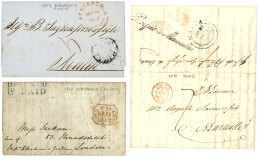 1844/53 Lot De 4 Lettres PURIFIEES Avec Texte De MONASTIR, TUNIS, ALEXANDRIE (x2). TB - Poste Maritime