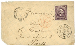 LIGNE P : 1882 NETHERLAND INDIES 25c + Rare Cachet POSS. NEER. PAQ FR. P N°1 Sur Lettre (lègérement Retaillée En Bas) Po - Maritime Post