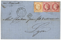 1872 40c SIEGE (n°38) + Paire 80c (n°32) Obl. ANCRE + YOKOHAMA PAQ. FR. S N°2 Sur Lettre De YOKOHAMA Pour La FRANCE. Tré - 1849-1876: Période Classique