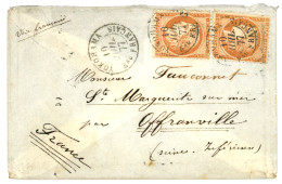 1877 40c SIEGE (n°38)x2 Pd  Obl. YOKOHAMA Bau FRANCAIS Sur Enveloppe Pour La FRANCE. Rare Affrt à 80c. TB. - 1849-1876: Periodo Classico
