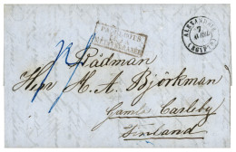 ALEXANDRIE Pour La FINLANDE : 1851 ALEXANDRIE EGYPTE + Taxe 14 Bleue Sur Lettre Pour La FINLANDE. TTB. - 1849-1876: Classic Period