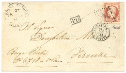 ALEXANDRIE : 1861 80c (n°17) TB Margé Obl. PC + ALEXANDRIE EGYPTE + POSTA EUROPEA CAIRO Sur Lettre Pour FIRENZE (ITALIE) - 1849-1876: Classic Period