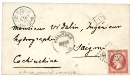 ALEXANDRIE Pour L' INDOCHINE Via Le Paquebot CAMBODGE : 1865 80c (n°24) Pd Obl. GC 5080 + ALEXANDRIE EGYPTE + CORR. D'AR - 1849-1876: Klassik