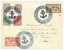 CASTELLORIZO : Timbres Du LEVANT Obl. CASTELLORIZO CORPS D'OCCUPATION Sur Lettre Pour La FRANCE. RARE. Signé CALVES. Sup - 1877-1920: Semi Modern Period