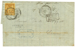 LATTAQUIE : 1879 25c SAGE Jaune Obl. LATAQUIE SYRIE Sur Lettre Pour L' ITALIE. Oblitération Trés Rare Sur Type SAGE Non  - 1849-1876: Classic Period