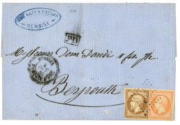 MERSINA : 1860 10c (n°13) + 40c (n°16) Obl. PC 3770 + MERSINA TURQUIE D' ASIE Sur Lettre Avec Texte Pour BEYROUTH (SYRIE - 1849-1876: Classic Period